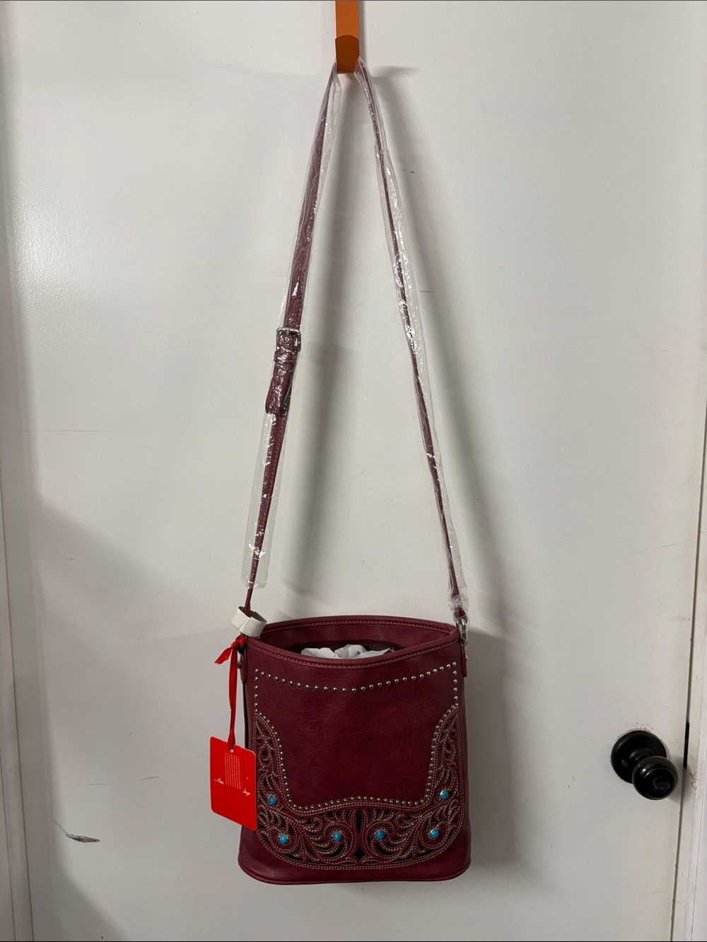 Women's Embellished Burgundy Crossbody Bag